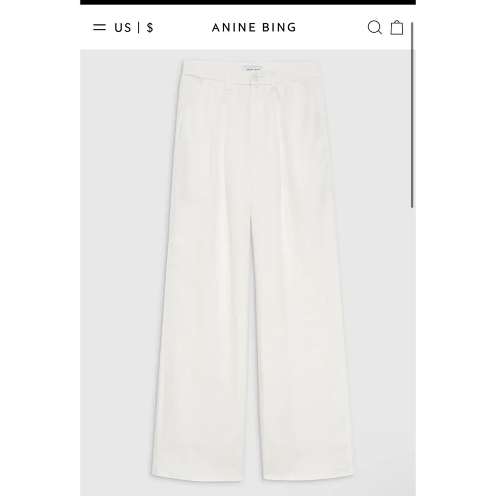 ANINE BING Carrie Pant, Size 6 (28in waist) White Linen Blend - Picture 3 of 8